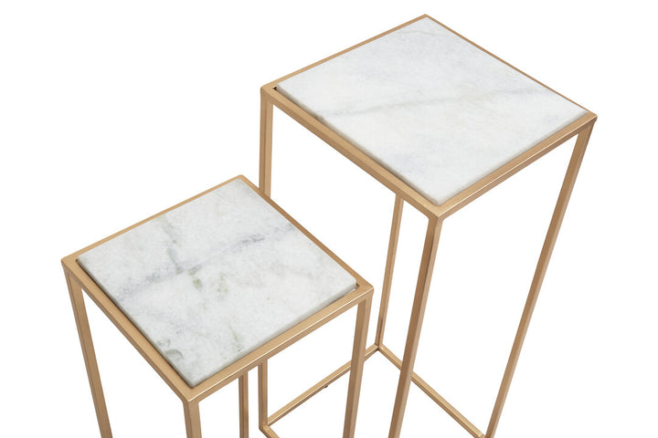 Kingsley White Marble Square Nest (Set of 2)