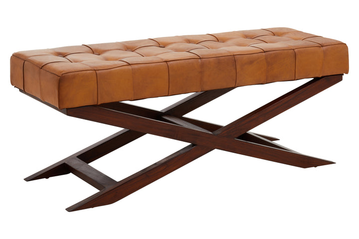 Inca Upholstered Bench with Cross-Leg Frame