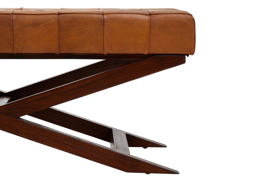 Inca Upholstered Bench with Cross-Leg Frame