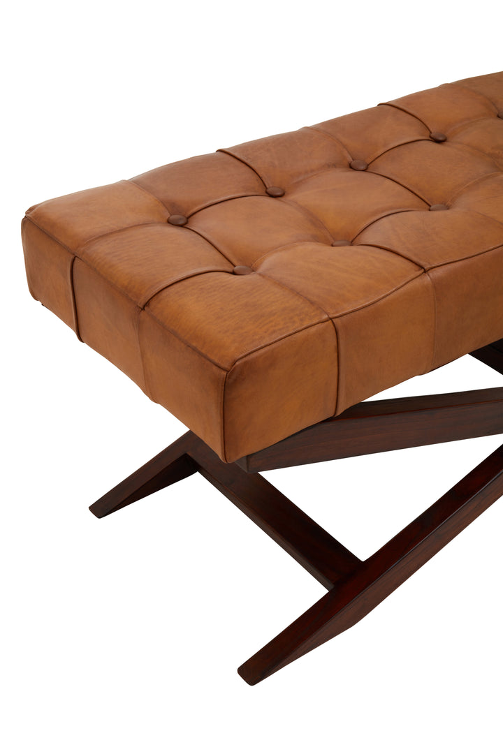 Inca Upholstered Bench with Cross-Leg Frame