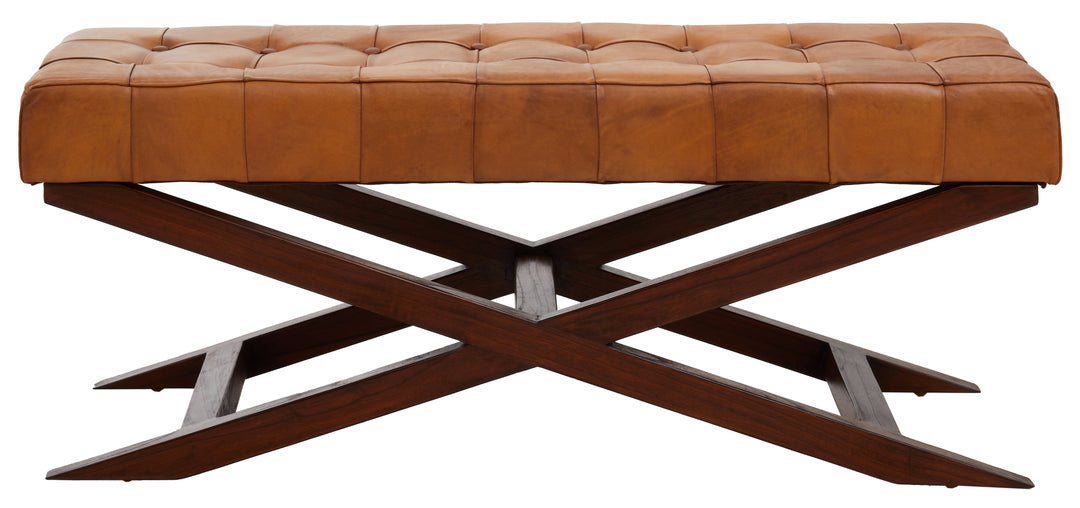 Inca Upholstered Bench with Cross-Leg Frame