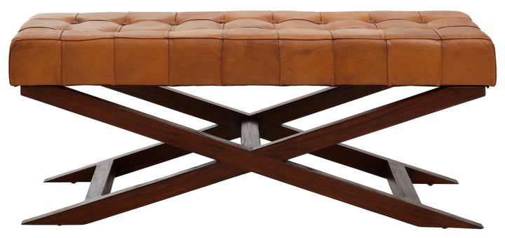 Inca Upholstered Bench with Cross-Leg Frame