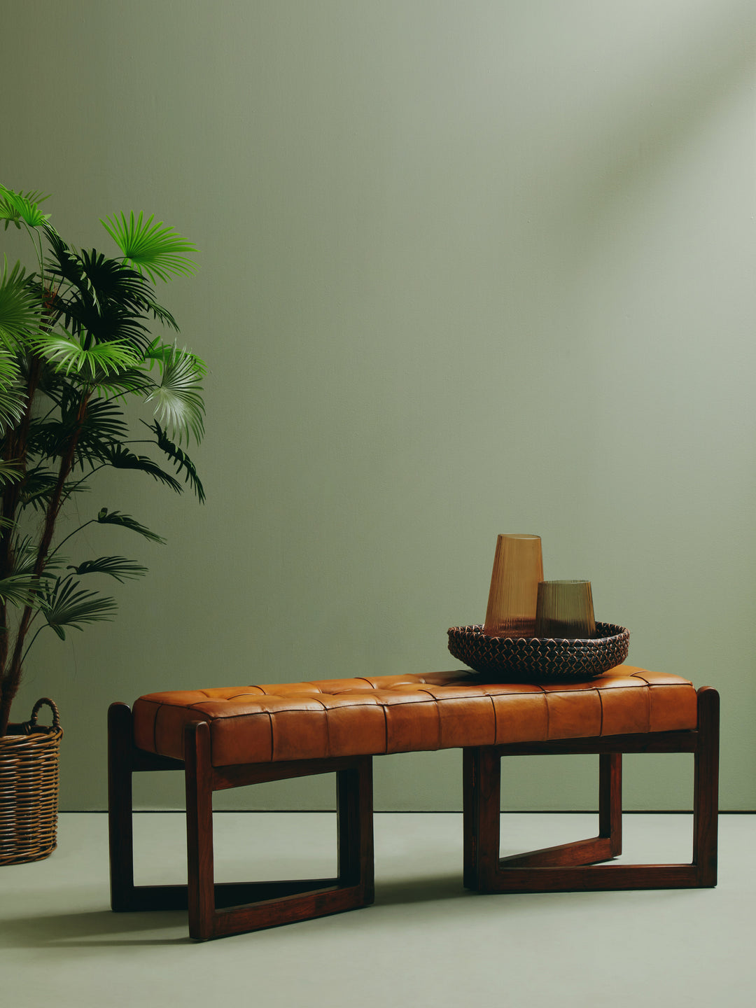 Inca Upholstered Bench with Solid Wood Base