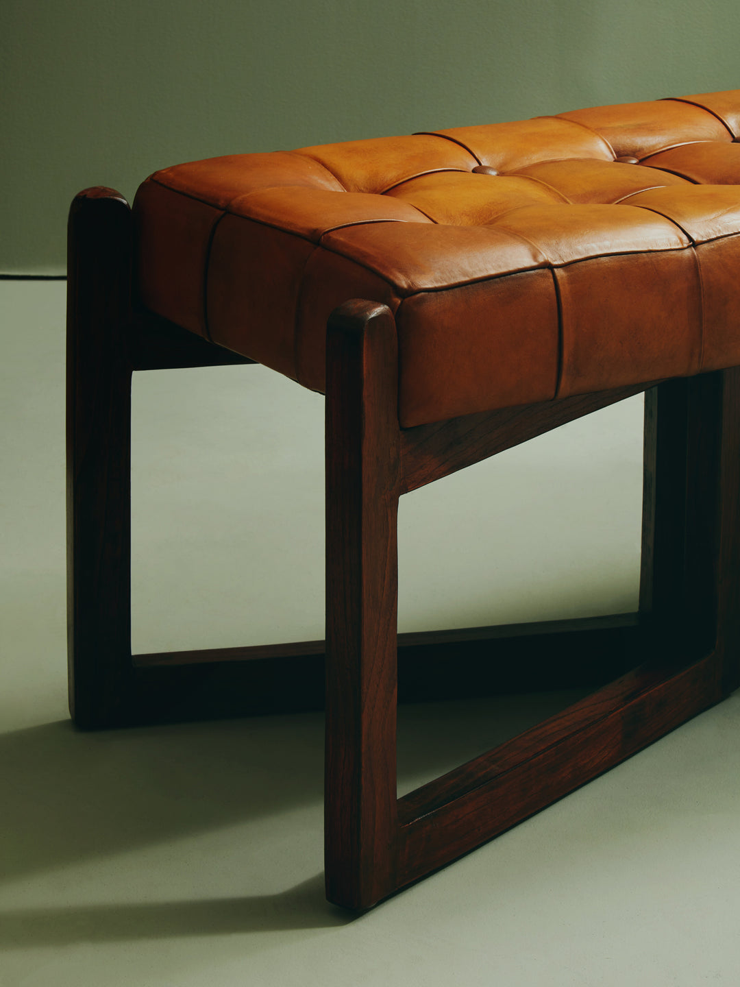 Inca Upholstered Bench with Solid Wood Base