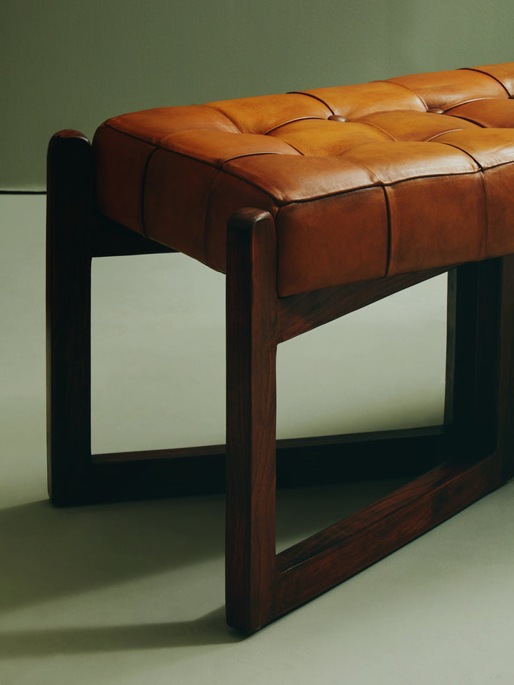 Inca Upholstered Bench with Solid Wood Base