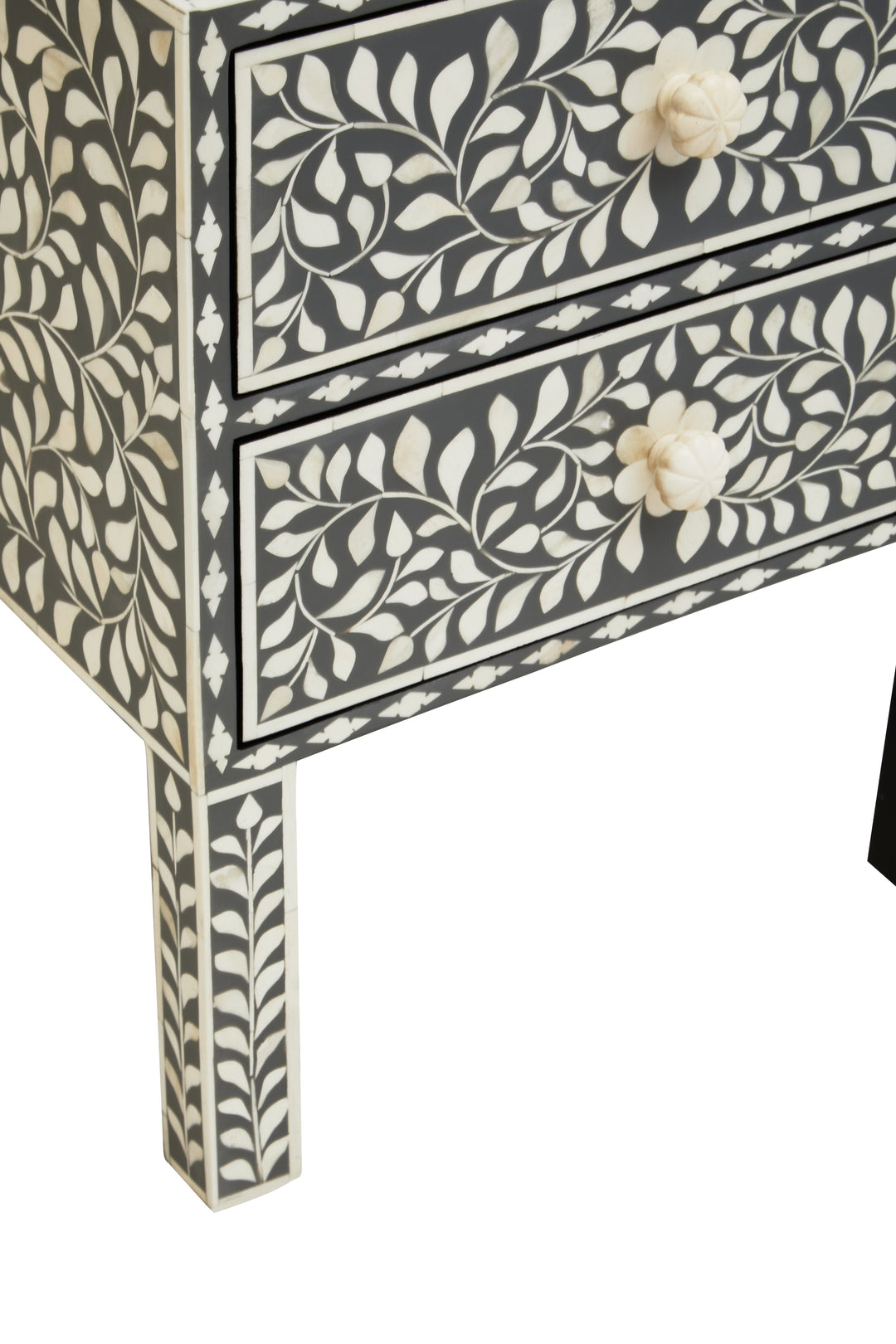 Fusion Side Table with Bone Inlay and 2 Drawers