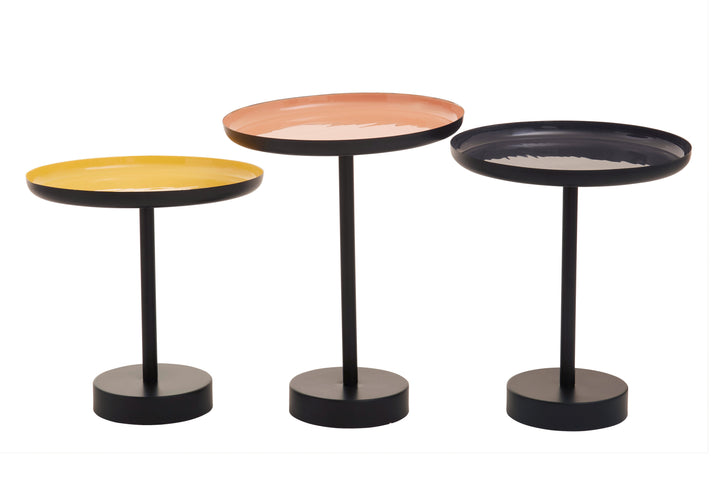 Amira Tray Tables – Set of Three in Gold and Black Finish