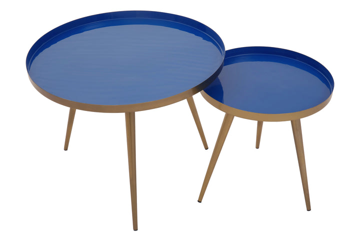 Amira Nest of Two Tables in Blue Enamel Finish