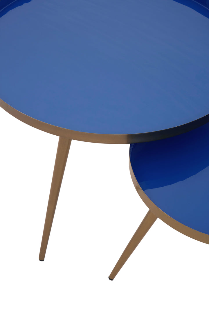 Amira Nest of Two Tables in Blue Enamel Finish