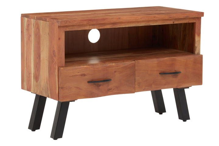 Nashik Media Unit in Acacia Wood with 2 Drawers