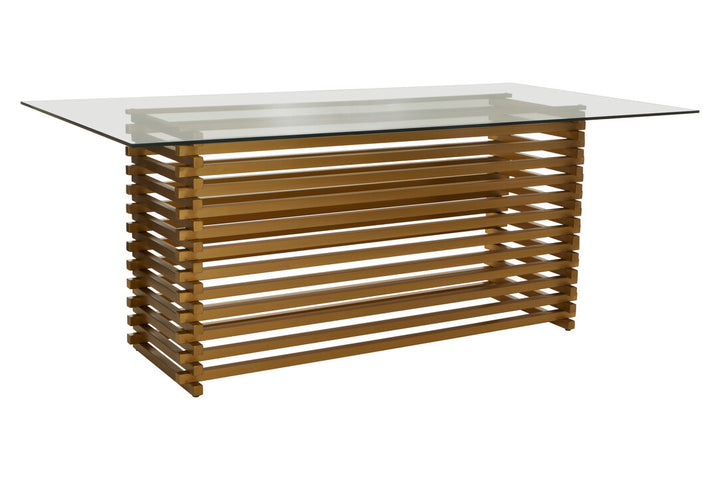 Dorking Matte Gold Dining Table – Contemporary Statement Dining Table