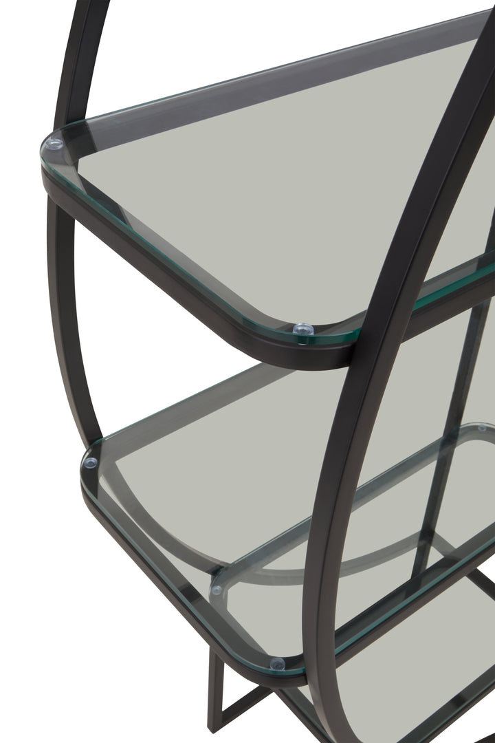 Vogue Left Half Moon Shelf Unit in Black Finish