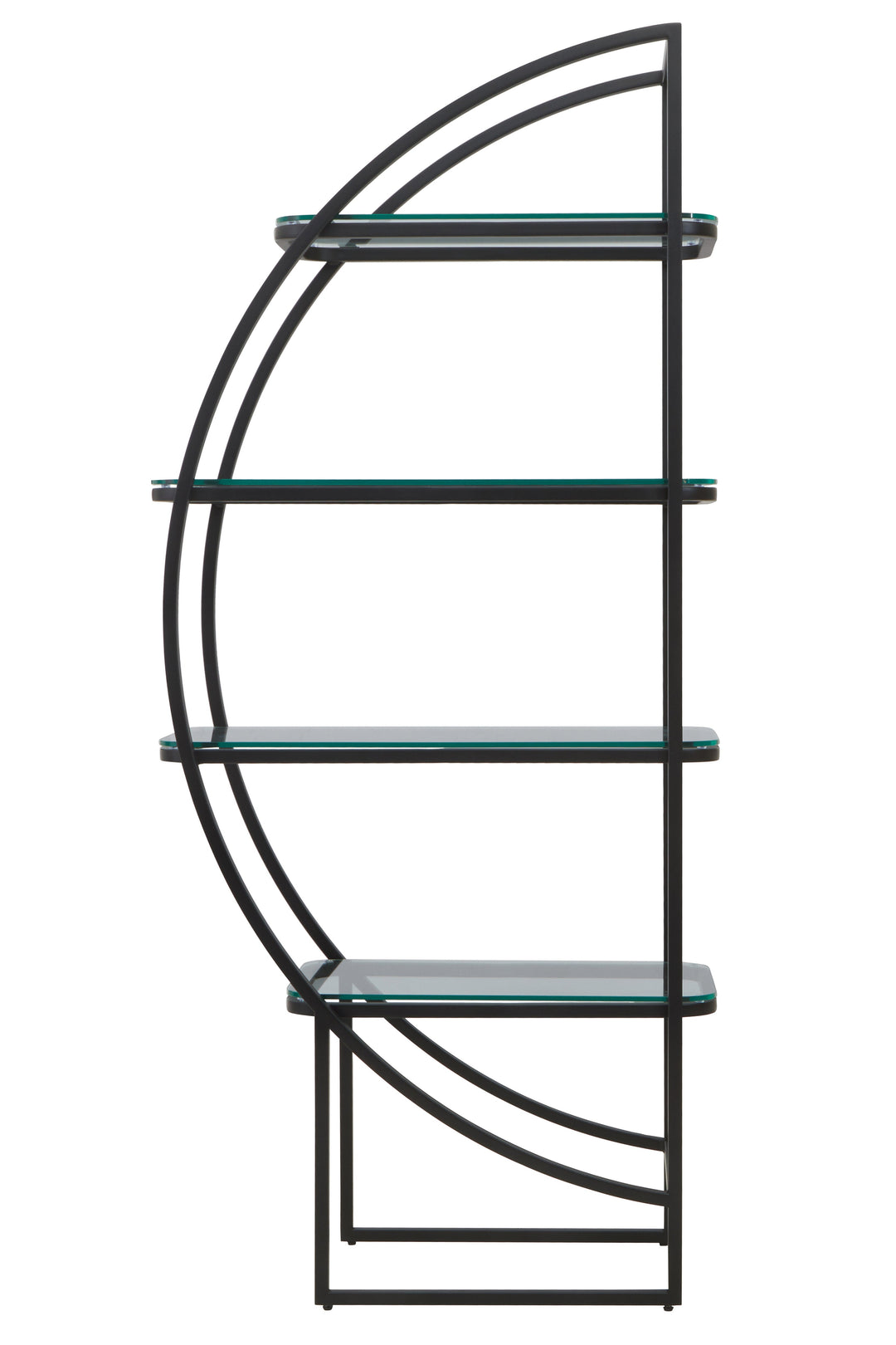 Vogue Left Half Moon Shelf Unit in Black Finish