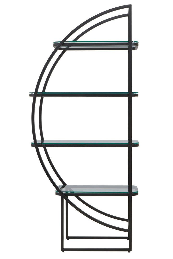 Vogue Left Half Moon Shelf Unit in Black Finish