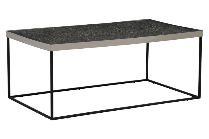 Akola Rectangular Coffee Table with Silver Frame and Glass Top