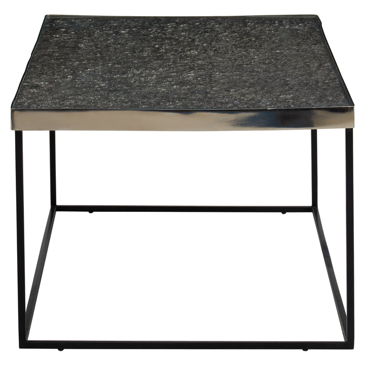 Akola Rectangular Coffee Table with Silver Frame and Glass Top