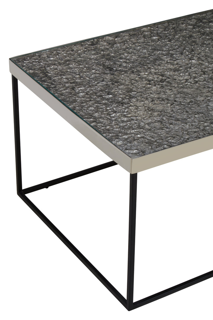 Akola Rectangular Coffee Table with Silver Frame and Glass Top