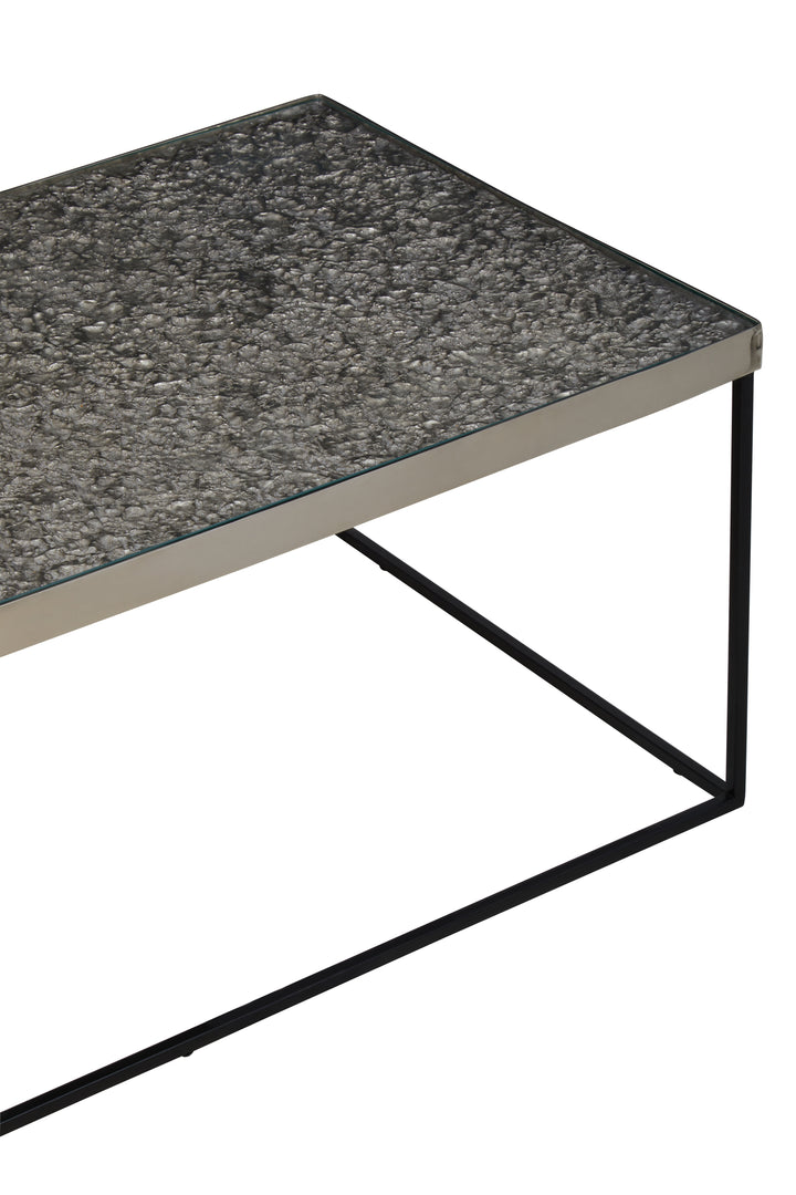 Akola Rectangular Coffee Table with Silver Frame and Glass Top