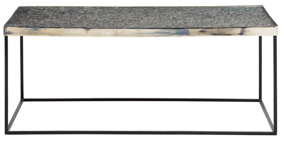 Akola Rectangular Coffee Table with Silver Frame and Glass Top