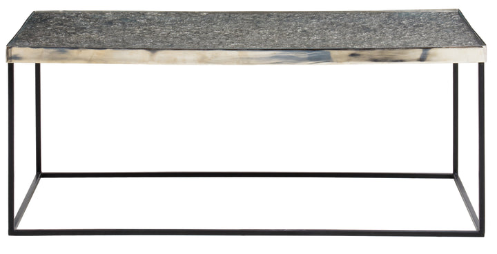 Akola Rectangular Coffee Table with Silver Frame and Glass Top