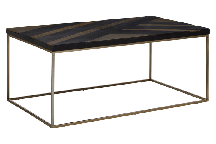 Aris Coffee Table with Black Base and Gold Finish