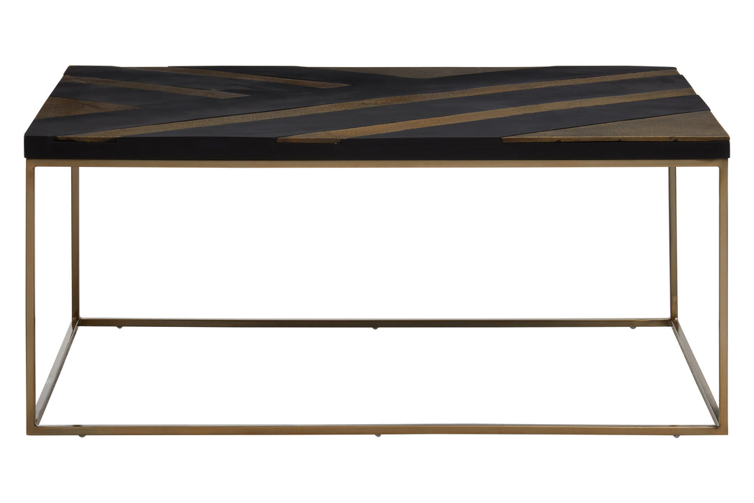 Aris Coffee Table with Black Base and Gold Finish