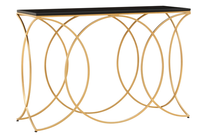 Kia Console Table in Black and Gold Finish