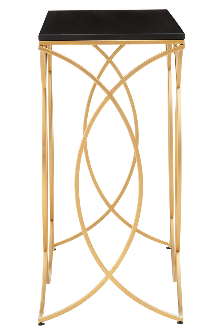 Kia Console Table in Black and Gold Finish