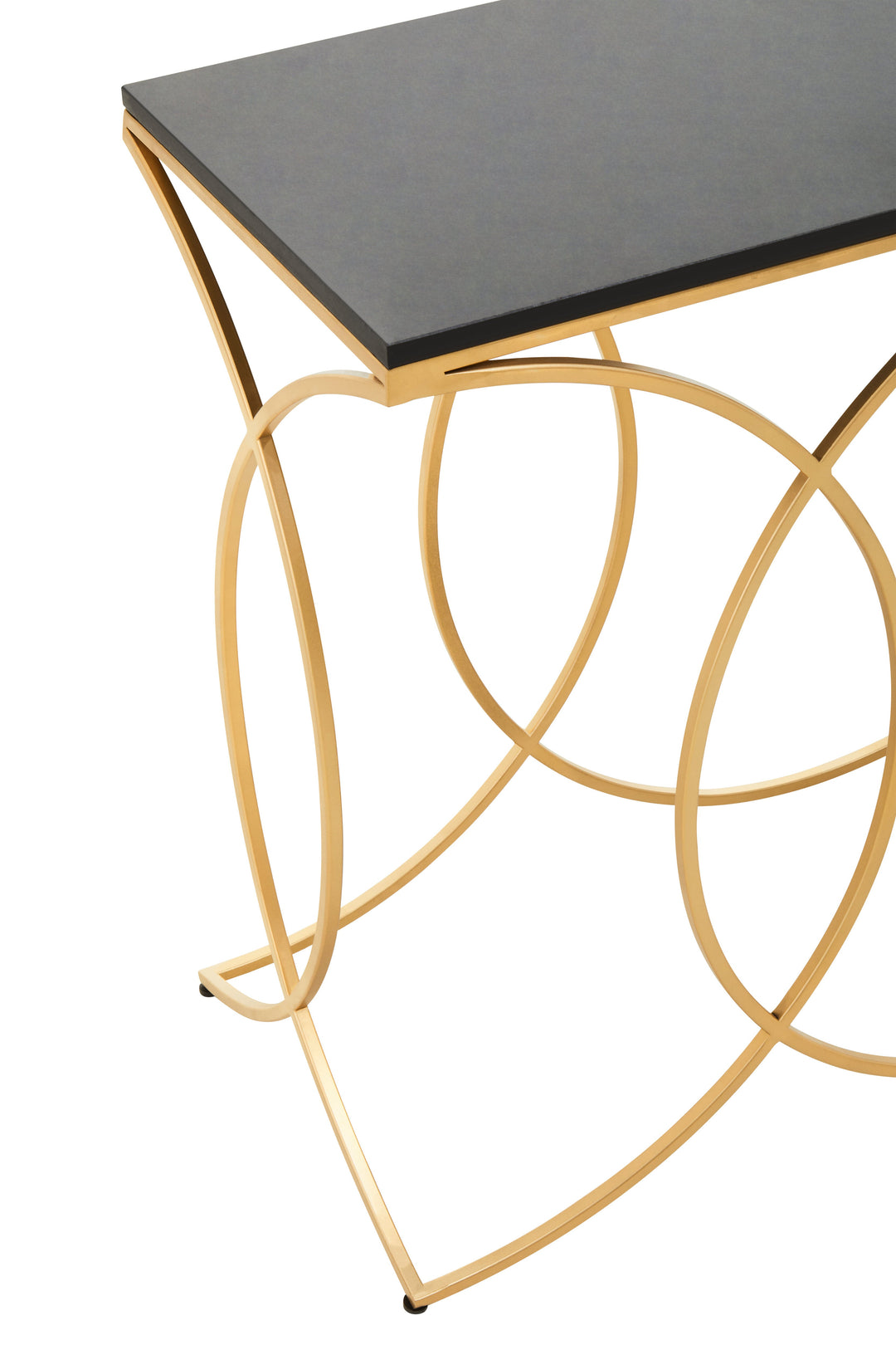 Kia Console Table in Black and Gold Finish