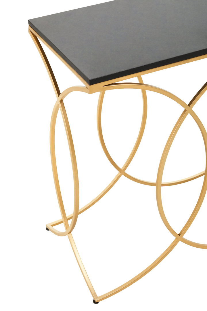 Kia Console Table in Black and Gold Finish