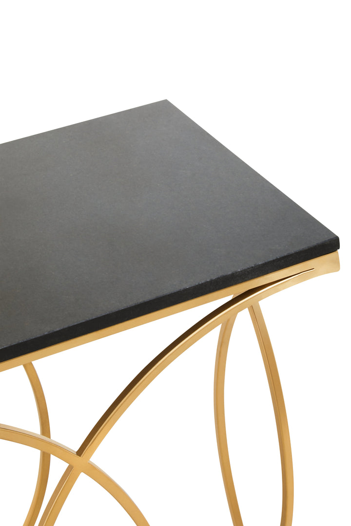 Kia Console Table in Black and Gold Finish
