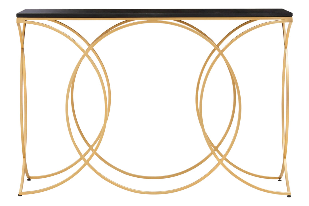 Kia Console Table in Black and Gold Finish