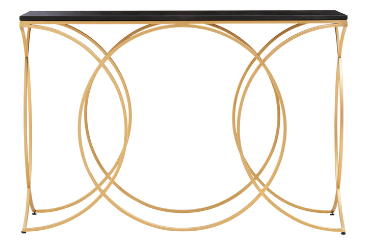 Kia Console Table in Black and Gold Finish