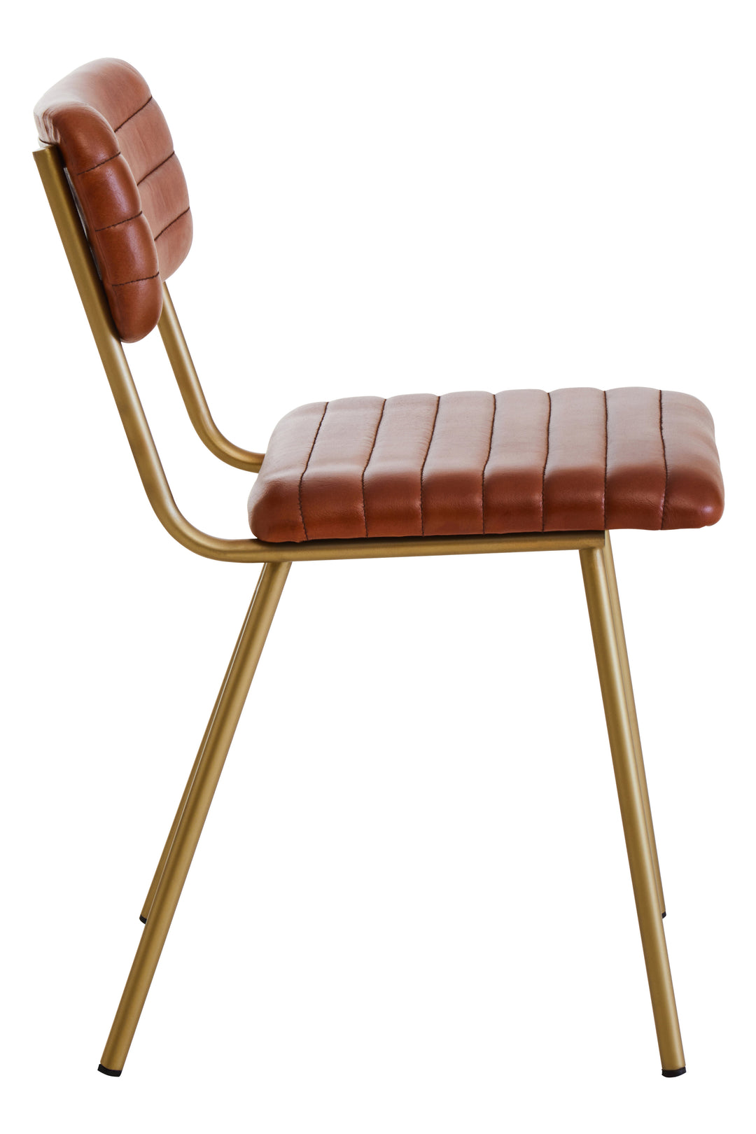 Buffalo Tan Leather Dining Chair with Luxe Gold Frame
