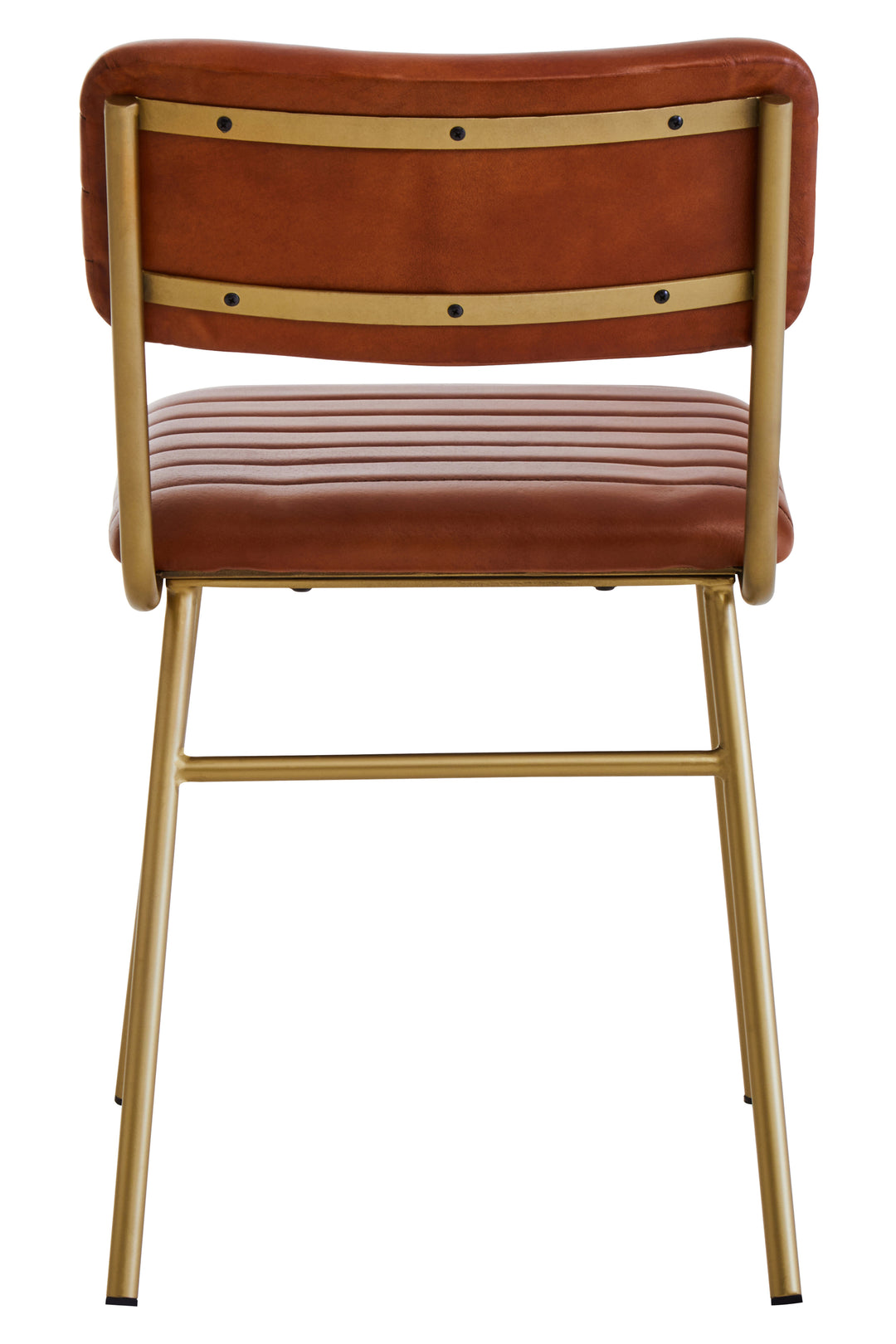 Buffalo Tan Leather Dining Chair with Luxe Gold Frame
