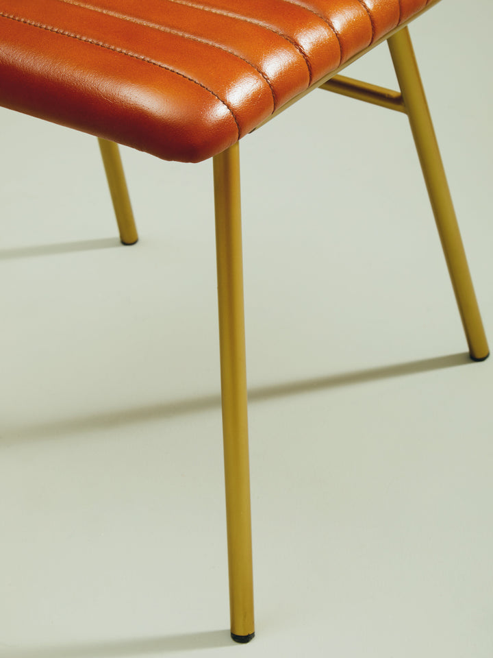 Buffalo Tan Leather Dining Chair with Luxe Gold Frame