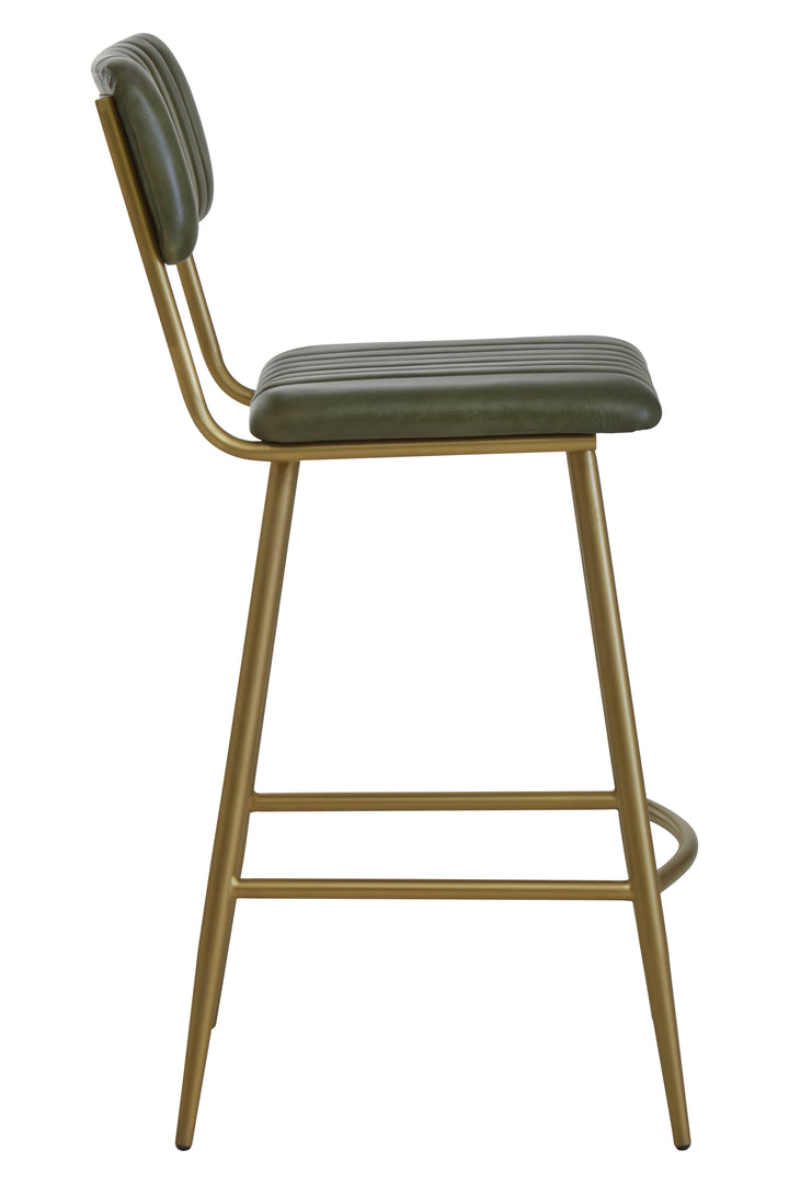 Buffalo Bar Chair in Vintage Green Leather Upholstery