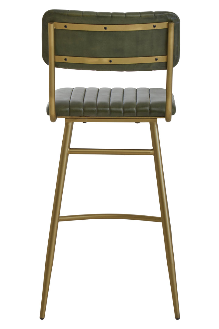 Buffalo Bar Chair in Vintage Green Leather Upholstery