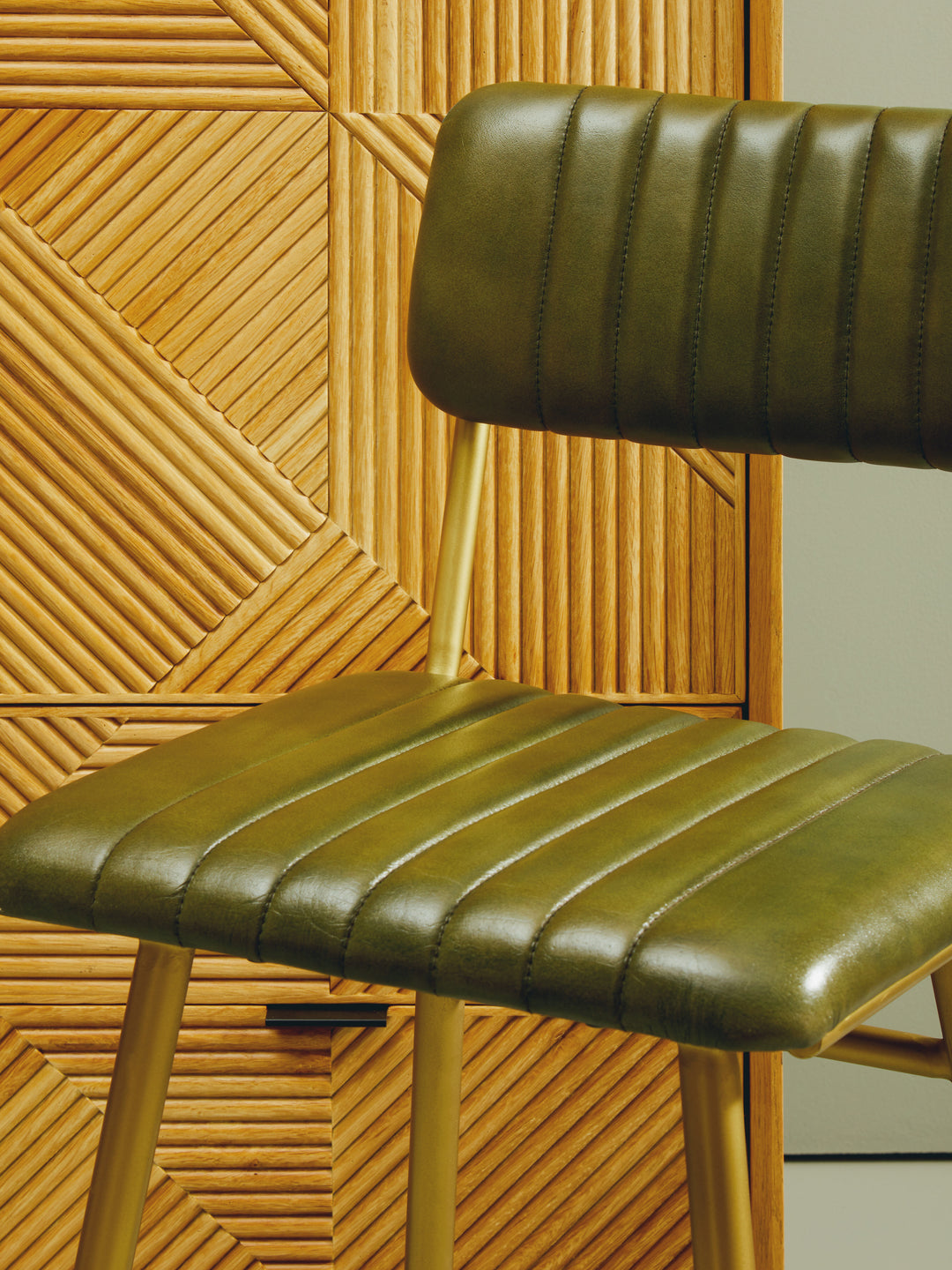 Buffalo Bar Chair in Vintage Green Leather Upholstery