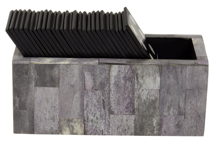 Stanhope Games Domino Set – Grey Bone & Black
