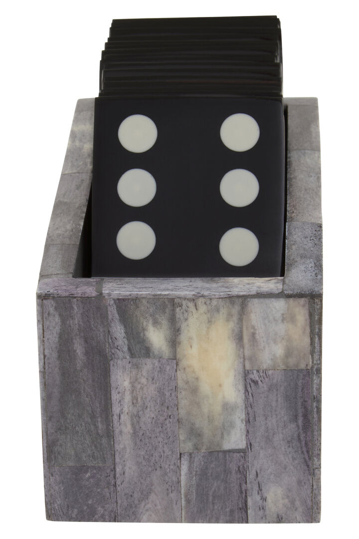 Stanhope Games Domino Set – Grey Bone & Black