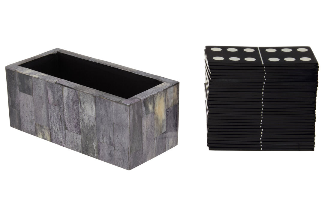 Stanhope Games Domino Set – Grey Bone & Black
