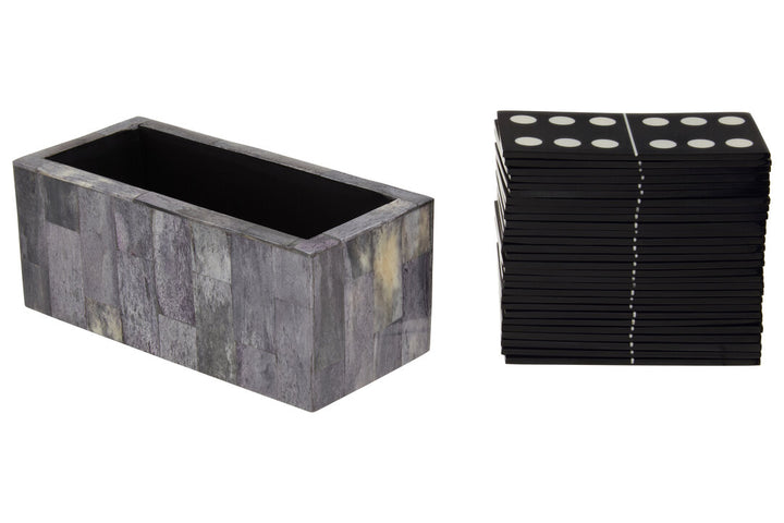 Stanhope Games Domino Set – Grey Bone & Black