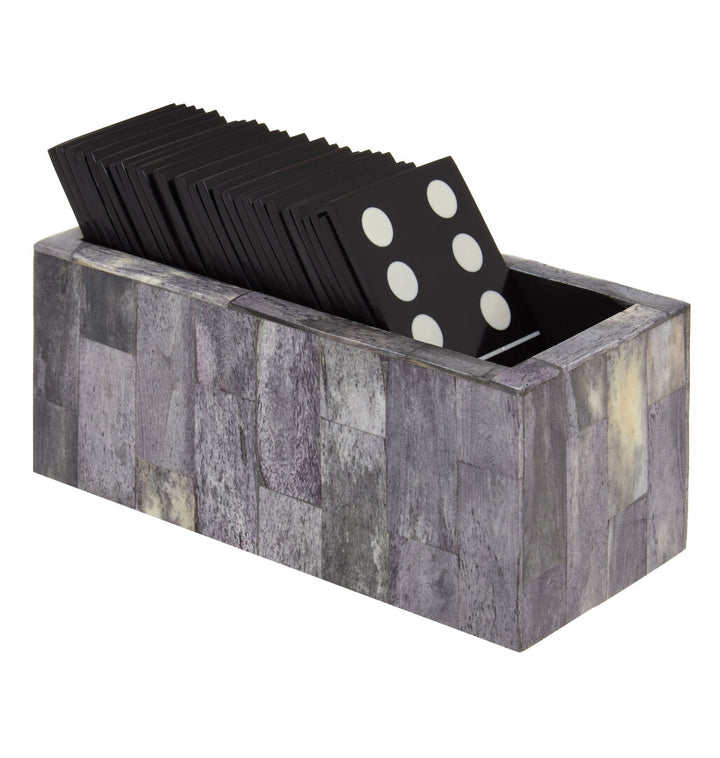 Stanhope Games Domino Set – Grey Bone & Black
