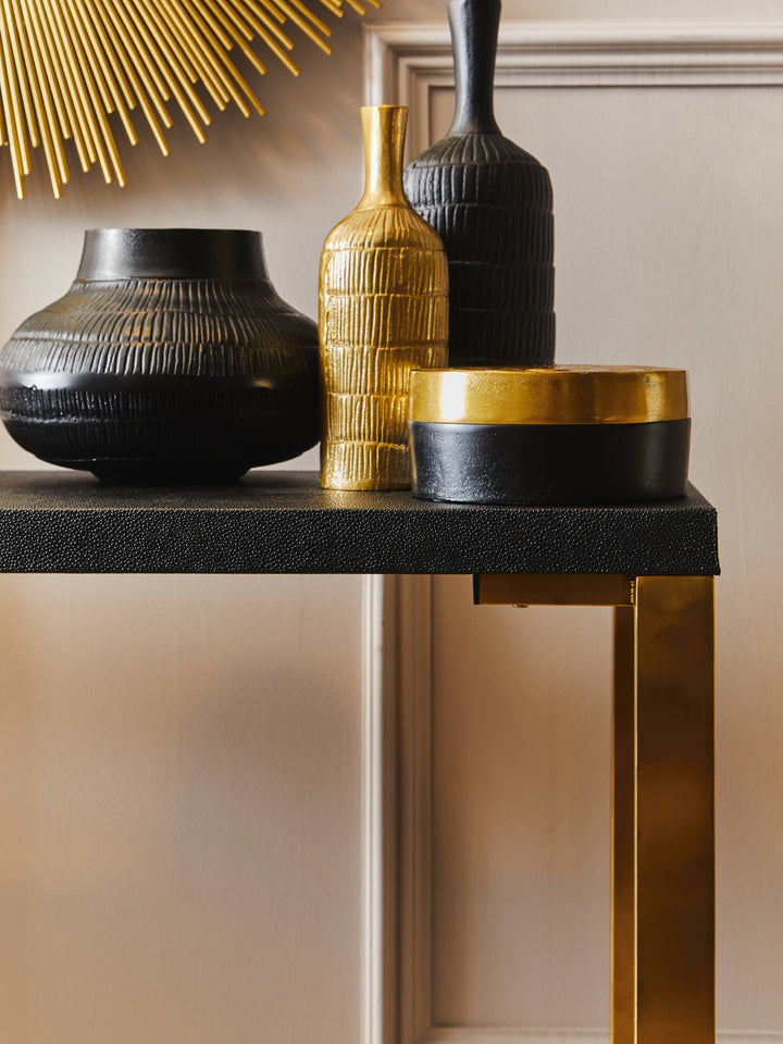Cardoba Set of 2 Black Shagreen Console Tables