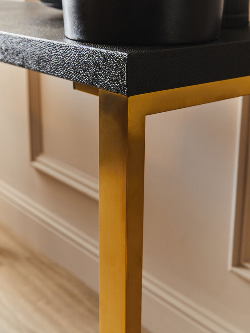 Ashford Black Shagreen Console Tables (Set of 2)