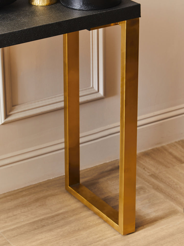 Cardoba Set of 2 Black Shagreen Console Tables
