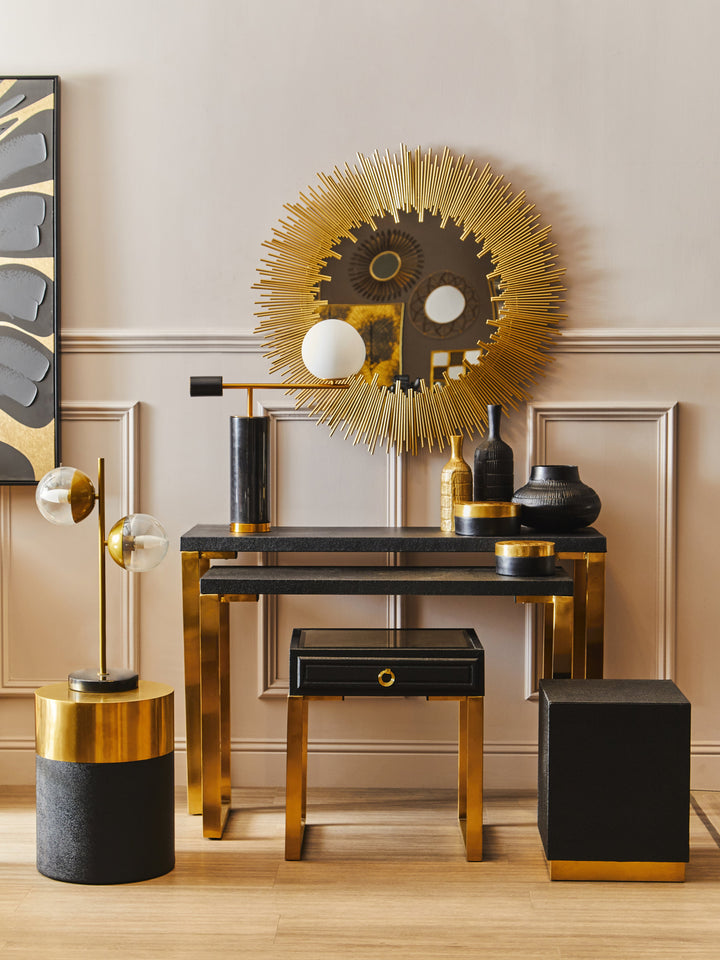 Cardoba Set of 2 Black Shagreen Console Tables