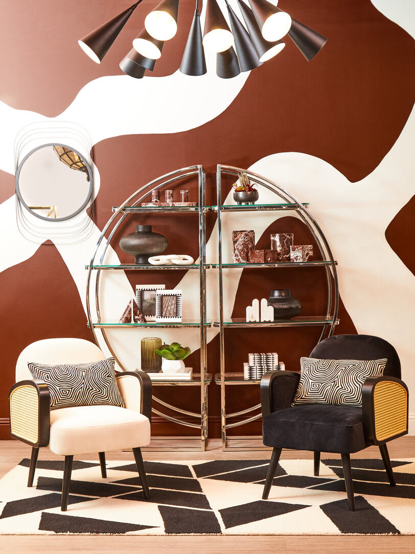 Reed Hanging Chair with Grey Cushions