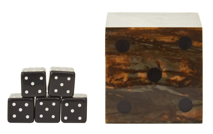 Dice and Games Brown With Dice Stanhope Finish Box Five Black